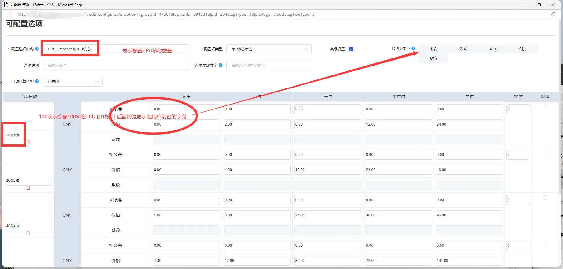 可配置项示意图